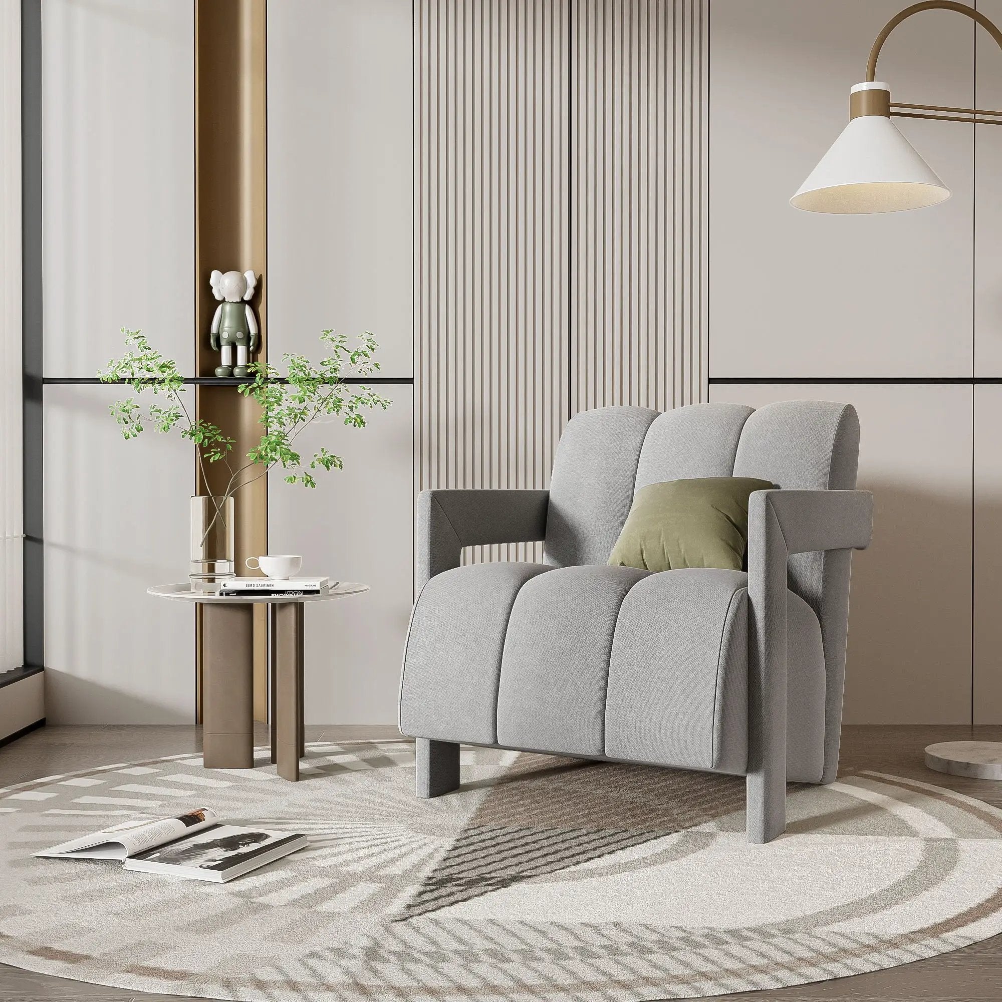 Modern Minimalist Leisure Armchair With L Shaped Armrests by HouseOfZazla