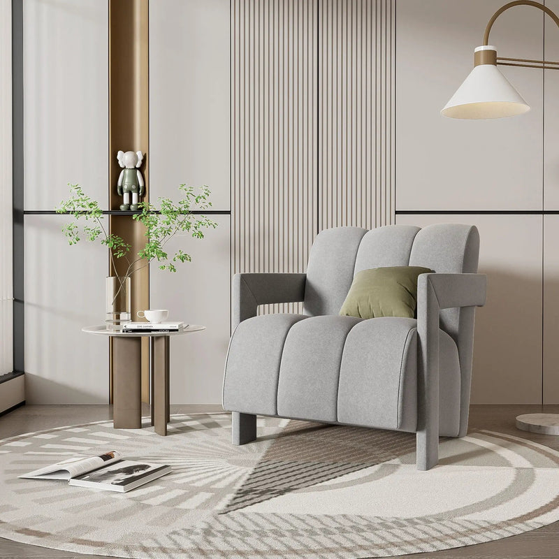 Modern Minimalist Leisure Armchair With L Shaped Armrests by HouseOfZazla