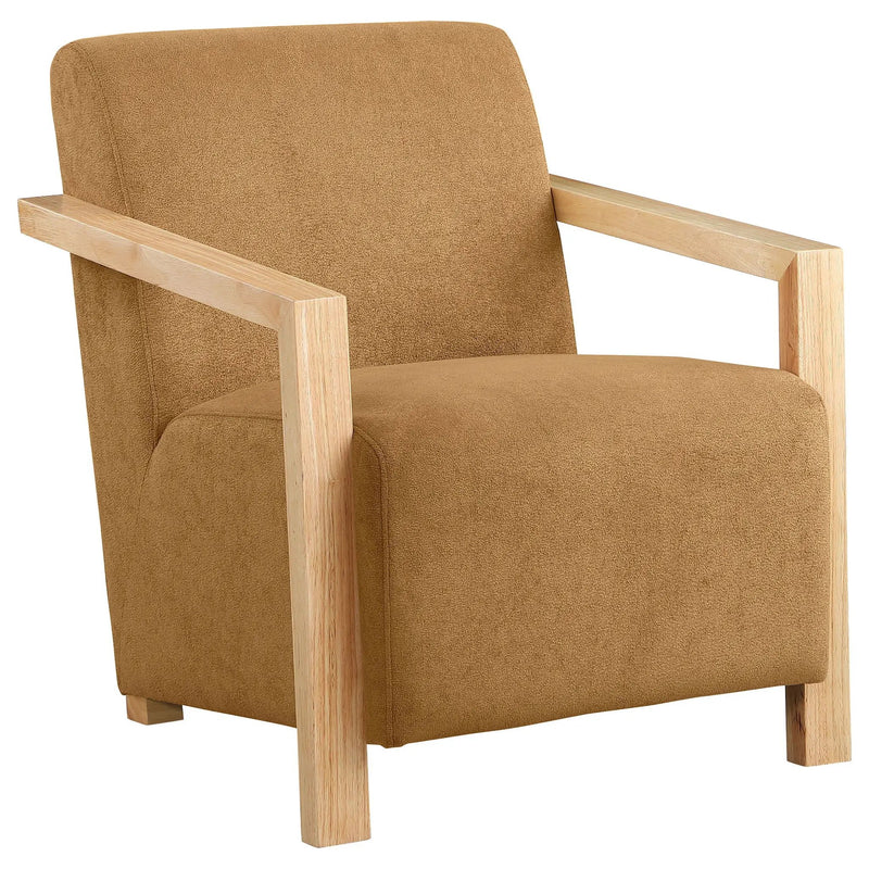 Diego Upholstered Accent Arm Chair with Wood Arms Honey by Unique Piece Furniture