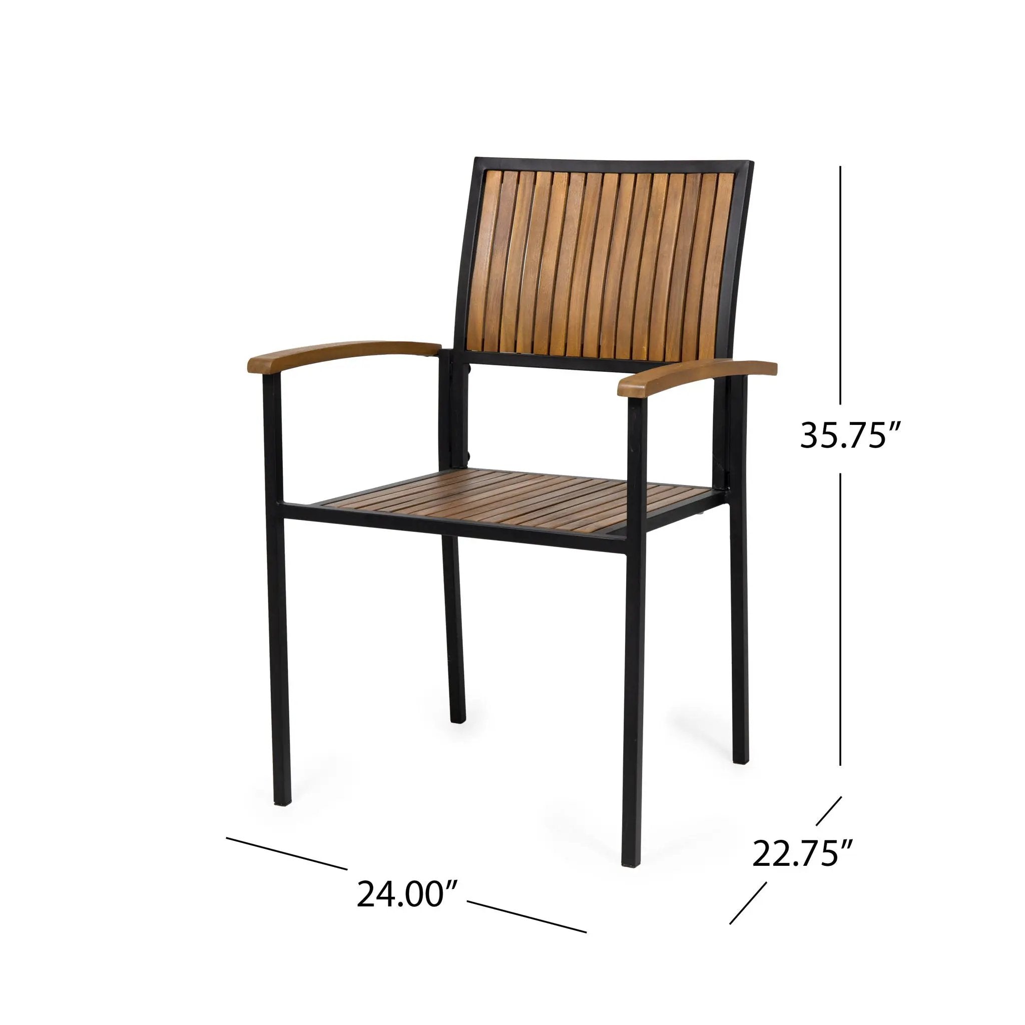 Vermilion Outdoor Dining Chair With Vertical Slat And Wooden Arm by HouseOfZazla