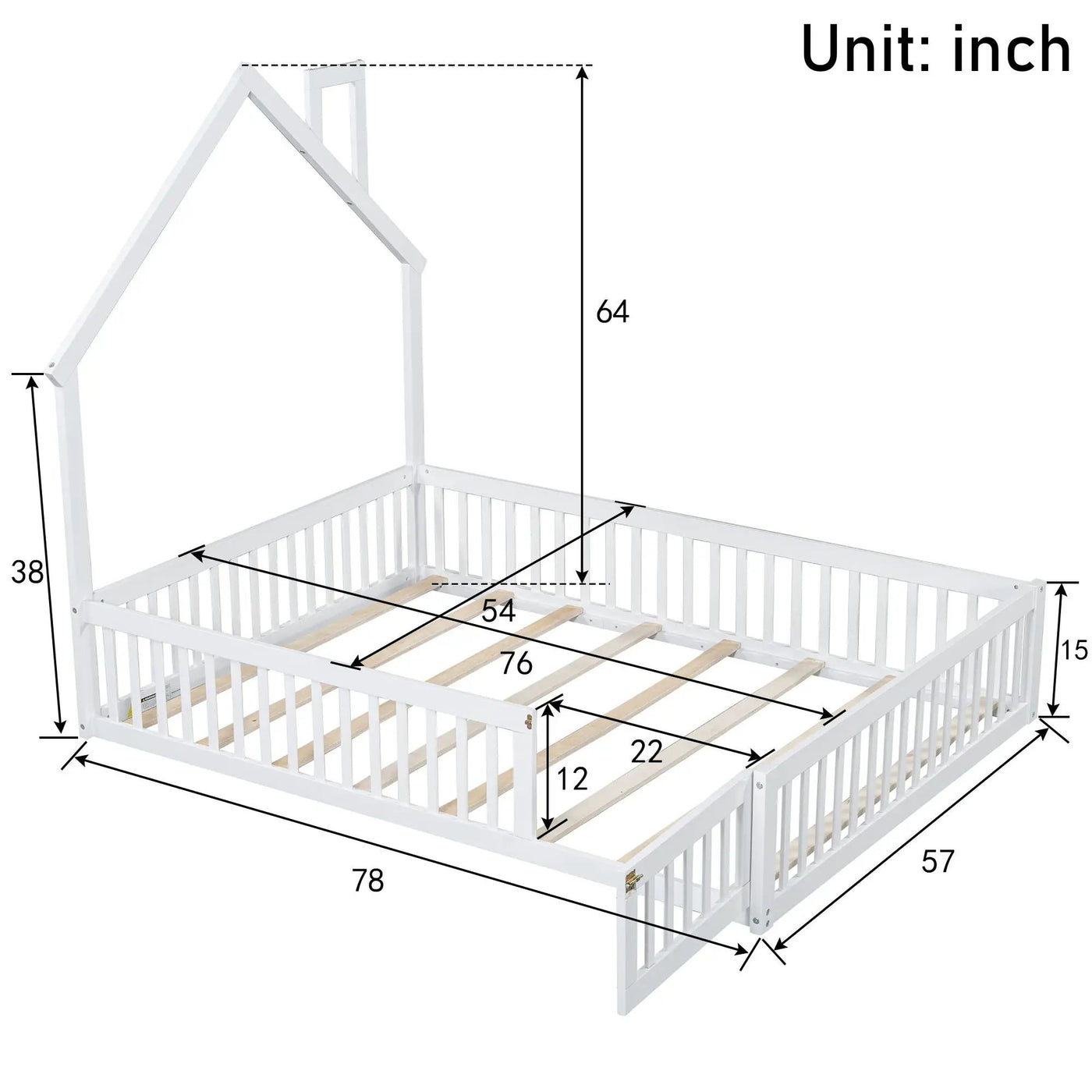 House Platform Bed With Guardrail by HouseOfZazla