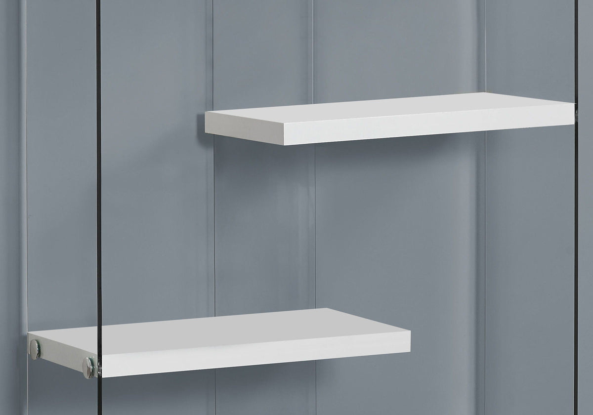 Glossy White 5-Tier Bookshelf with Glass Sides - White, photo 4 of 4