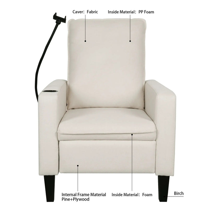 Recliner Chairs For Adults, Adjustable Recliner Sofa With Mobile Phone Holder & Cup Holder, Modern Reclining Chairs Fabric Push Back Recliner Chairs For Living Room, Bedroom by HouseOfZazla