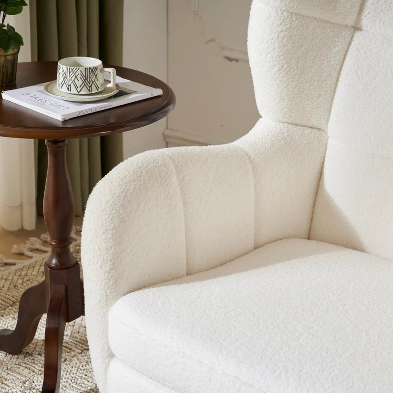 Accent Chair With Birch Wood Legs - White by HouseOfZazla