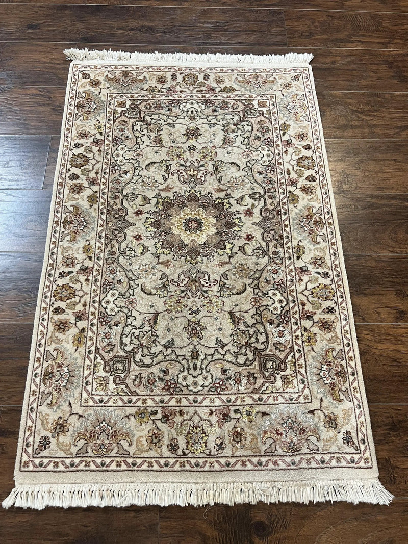 Sino Persian Rug 2.5 x 4, Hand Knotted Oriental Carpet, Small Persian Rug, Floral Medallion, Wool, Vintage by Jewel Rugs