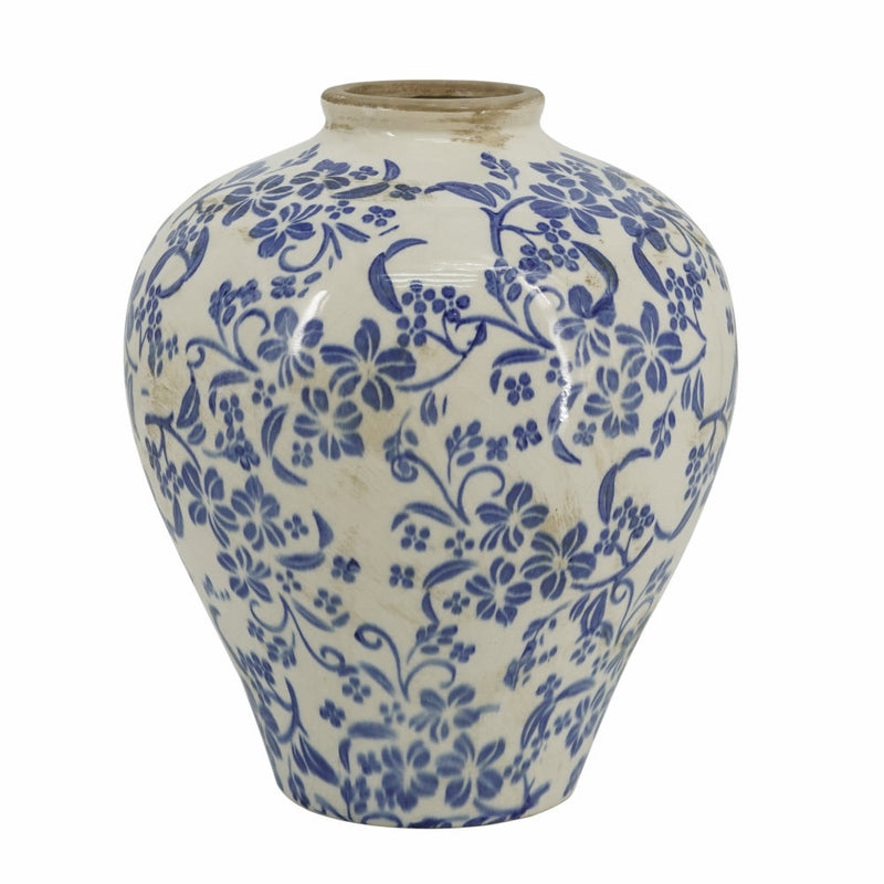D9.1x11" Round Ceramic Vase with Distressed, photo 3 of 9