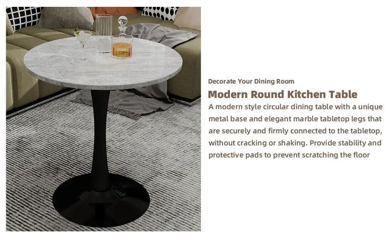 27.6-Inch Round Faux Marble Dining Table by HouseOfZazla