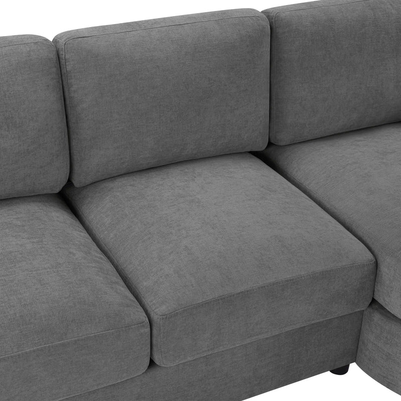 Modern L-Shaped Sectional Sofa With Curved Chaise, USB Ports, And Side Storage Pockets by HouseOfZazla