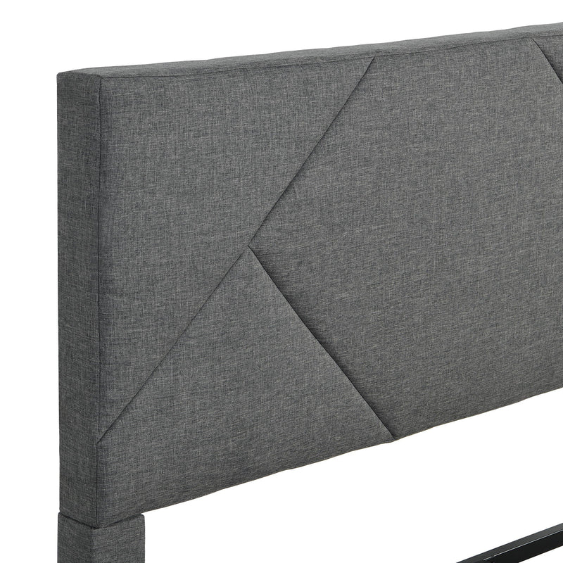 Full Size Upholstered Platform Bed Frame With Headboard, Strong Wood Slat Support, Mattress Foundation, No Box Spring Needed - Gray by HouseOfZazla