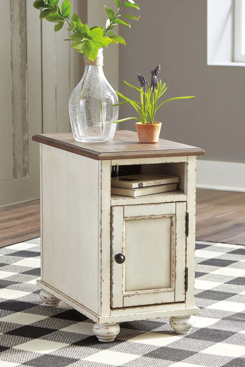 Realyn - Chair Side End Table - AC / USB - White / Brown by Unique Piece Furniture