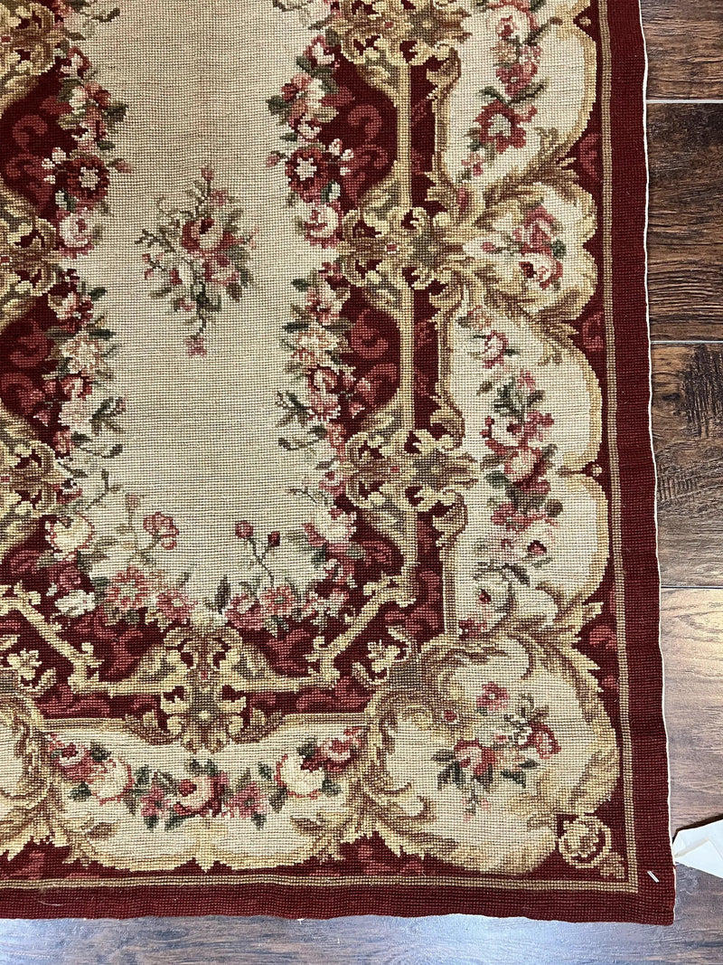 Needlepoint Runner Rug 2.5 x 10.7, Tan Runner Rug, Flatweave Runner, Aubusson European Design, Needlepoint Rug, Long Runner, Hallway Rug by Jewel Rugs