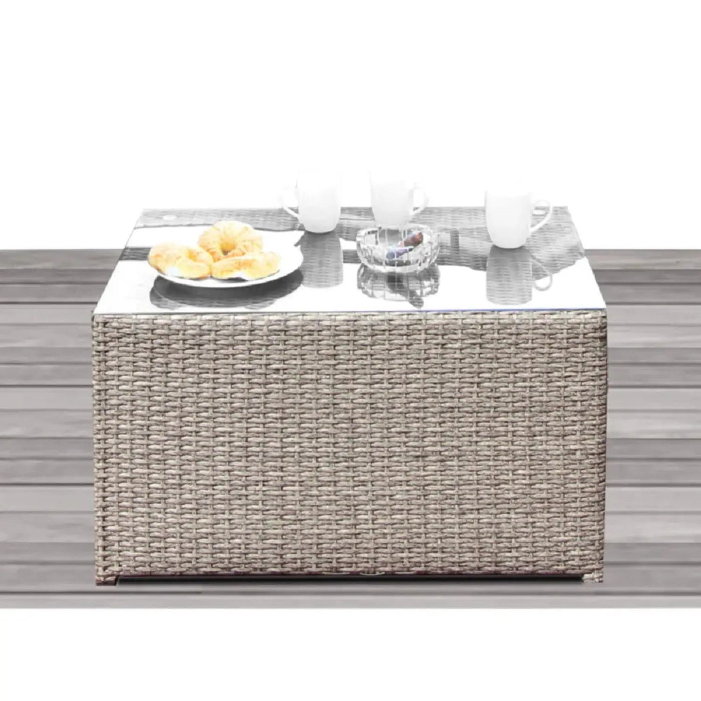 Outdoor Wicker Sectional With Weather Resistant Cushions And Table by Unique Piece Furniture