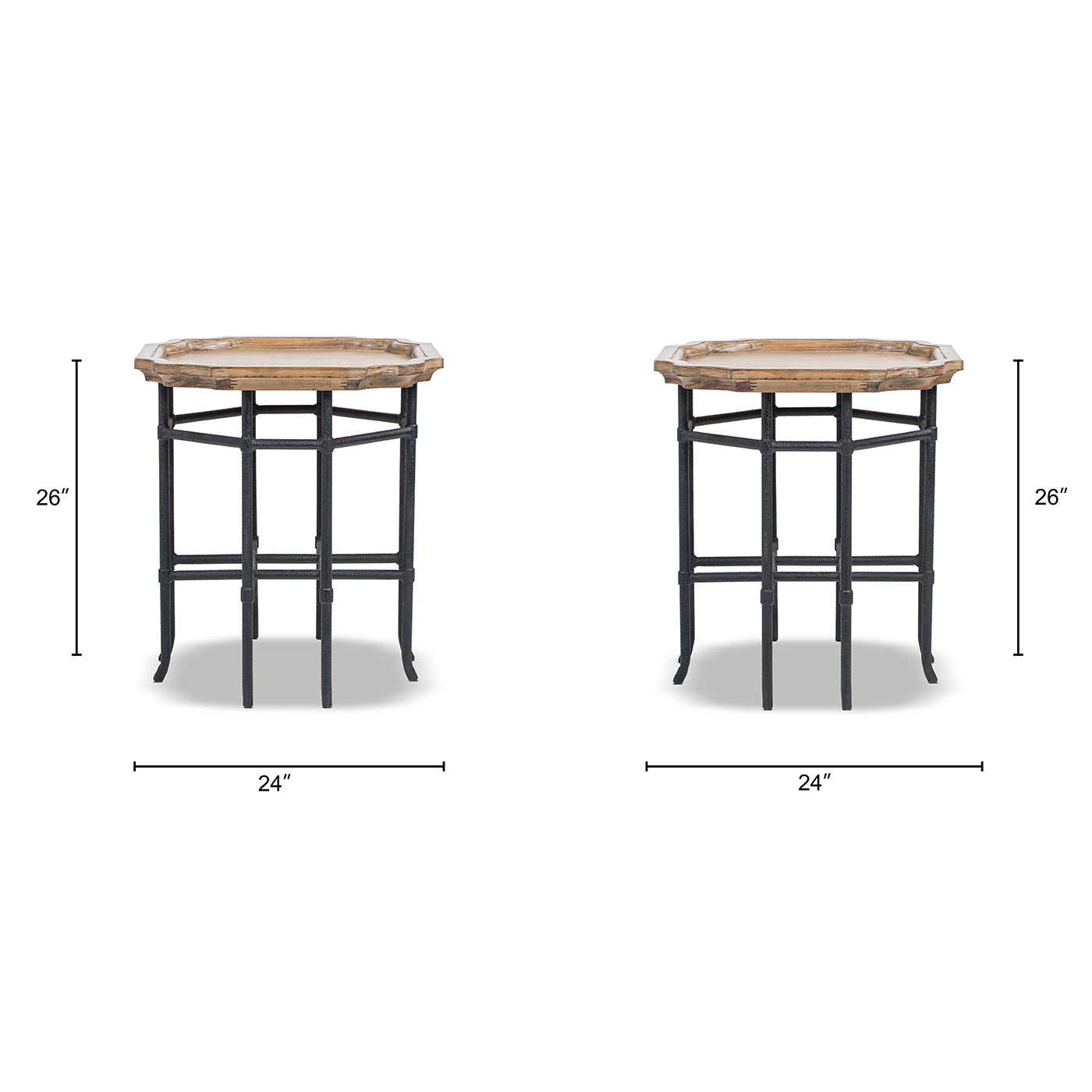 Foundry 24" Square Reclaimed Pine Wood & Iron Side Table Antique by HouseOfZazla