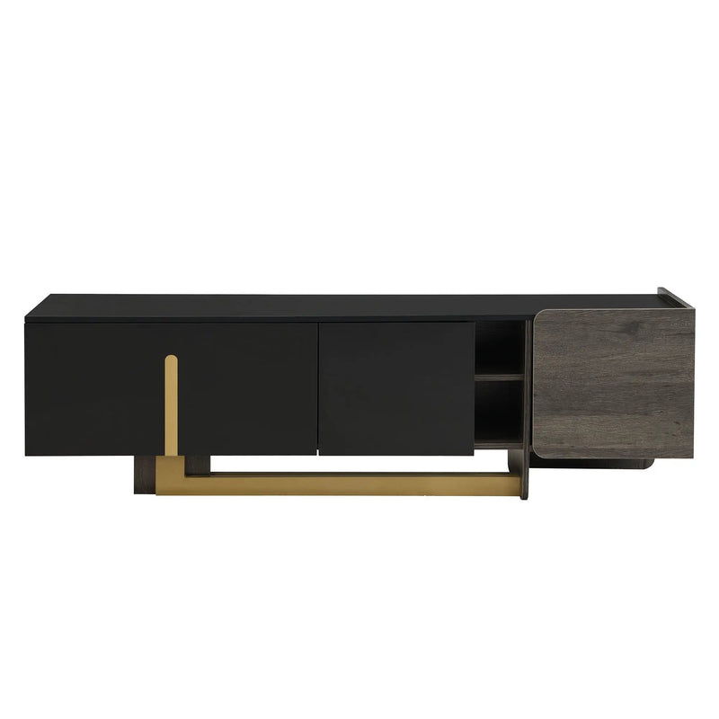 TV Stand With 1 Drawer, 2 Cabinets And Adjustable Shelves by HouseOfZazla