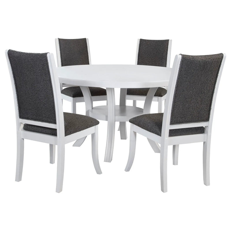 Judd 5-piece 54-inch Round Wood Dining Table Set Pearl White by Unique Piece Furniture