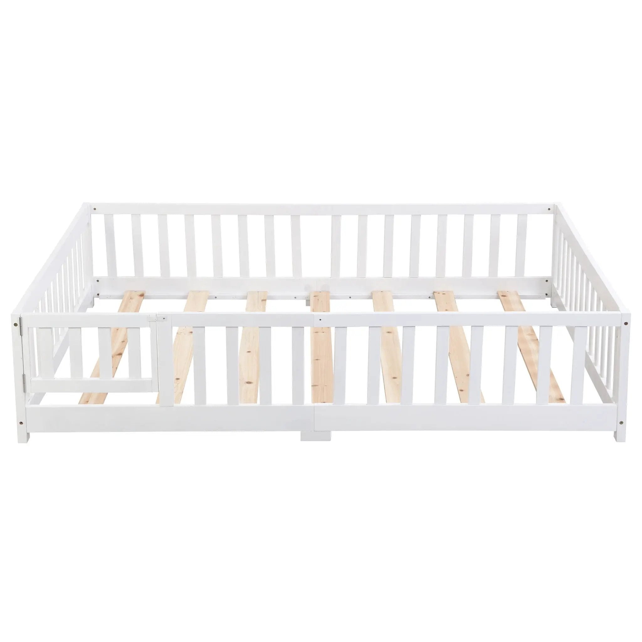 Solid Wood Floor Bed With Door And Fence For Children by HouseOfZazla
