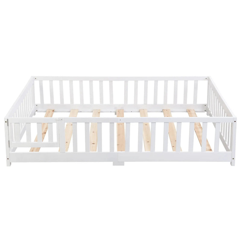 Solid Wood Floor Bed With Door And Fence For Children by HouseOfZazla
