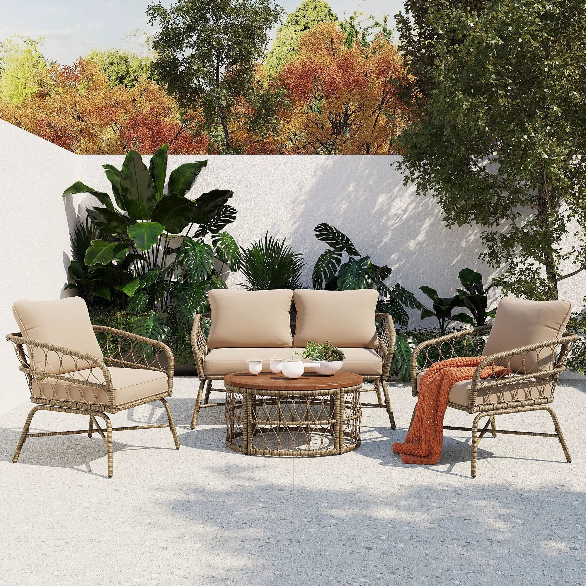 Bohemia-Inspired 4-Person Outdoor Seating Group With Removable Cushions by HouseOfZazla