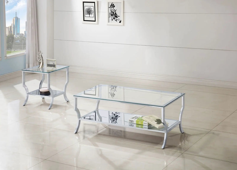 Saide 2-piece Glass Top Coffee and End Table Set Chrome by Unique Piece Furniture