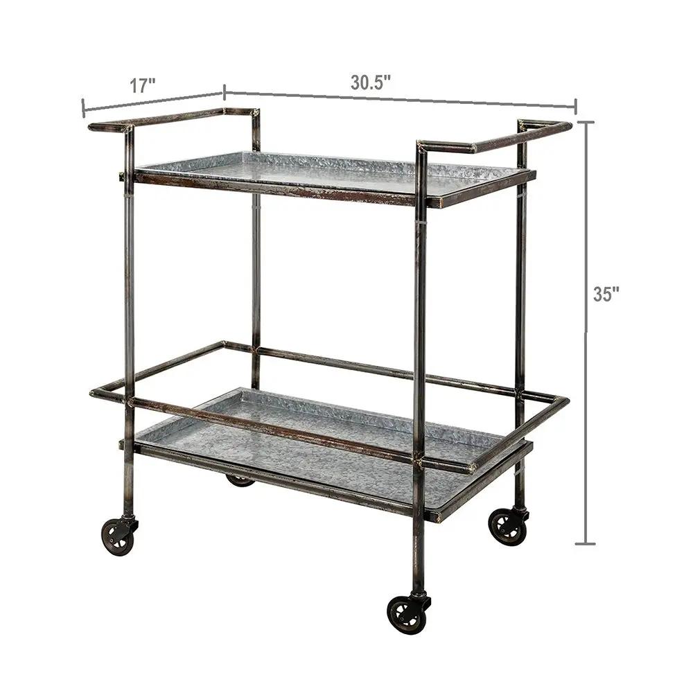 Percy Galvanized Metal Bar Cart - Gray by Unique Piece Furniture