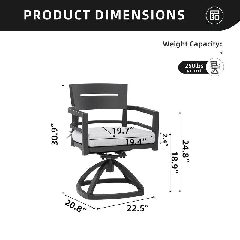 Outdoor Patio Swivel Rocker With Outdoor Grade Sunbrella Fabric Cushions (Set of 2) - Ember Black by Unique Piece Furniture