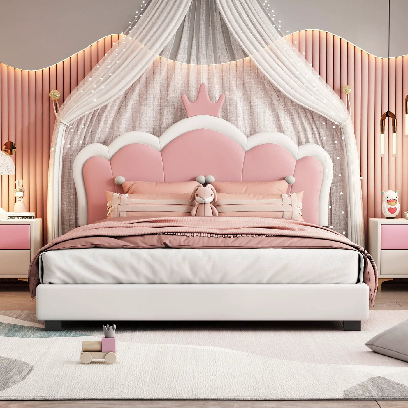 Upholstered Princess Platform Bed With Crown Headboard by HouseOfZazla