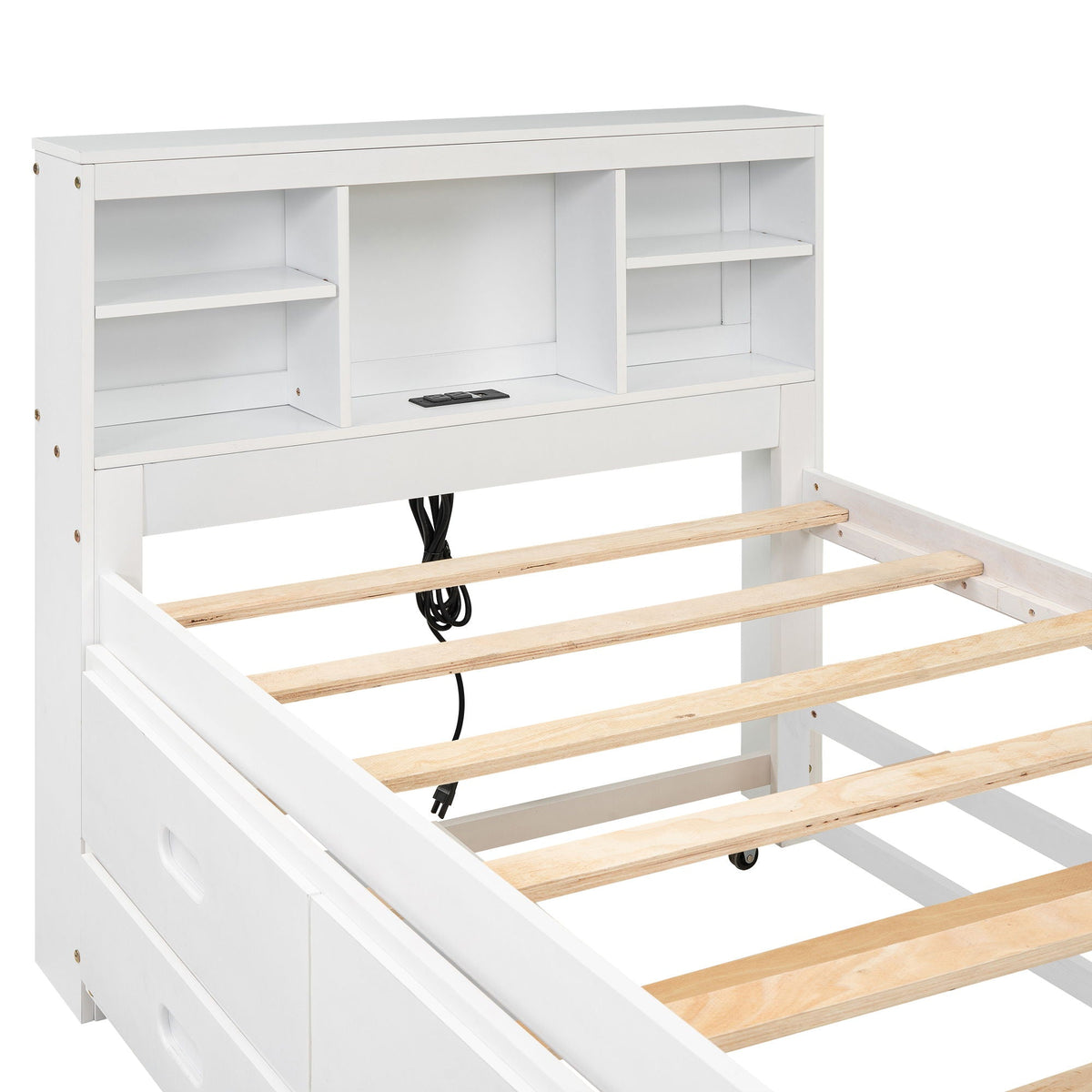 Platform Bed With Storage Headboard, USB, Trundle And 3 Drawers, photo 22 of 28
