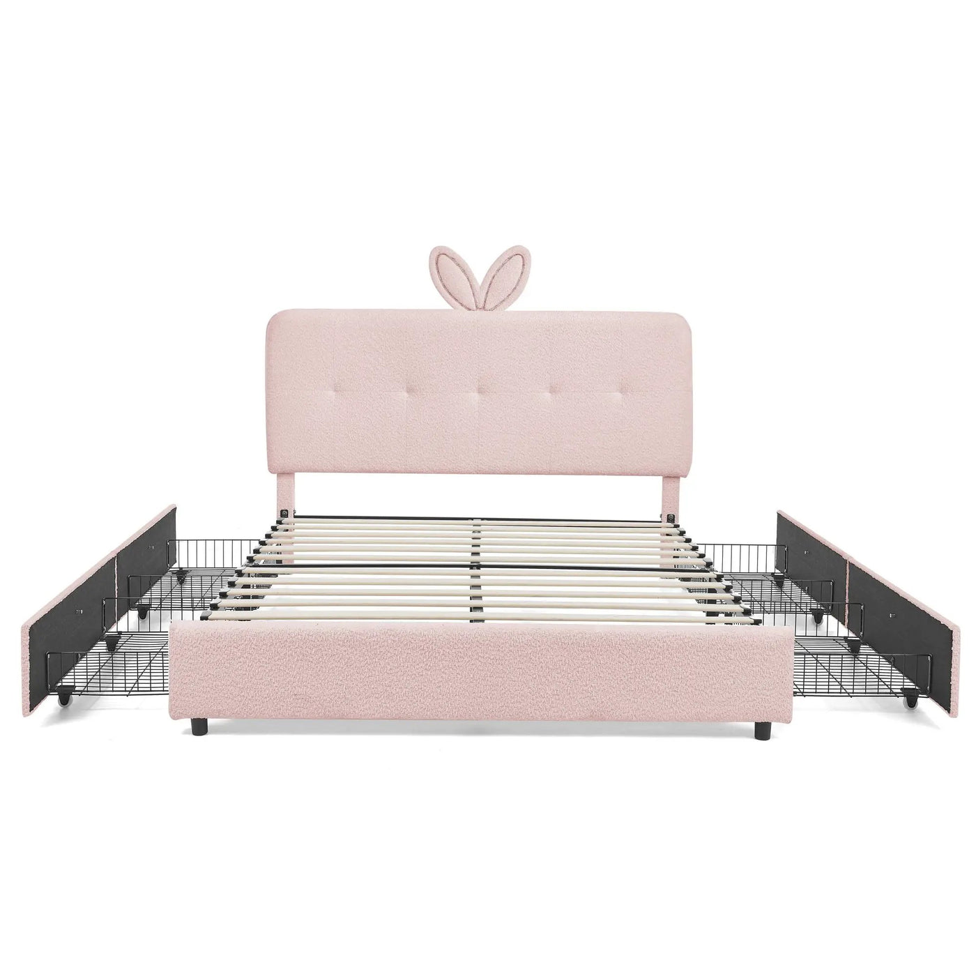 Upholstered Bed With Oversized Rabbit Ear Headboard, LED Lights & 4 Storage Drawers by HouseOfZazla