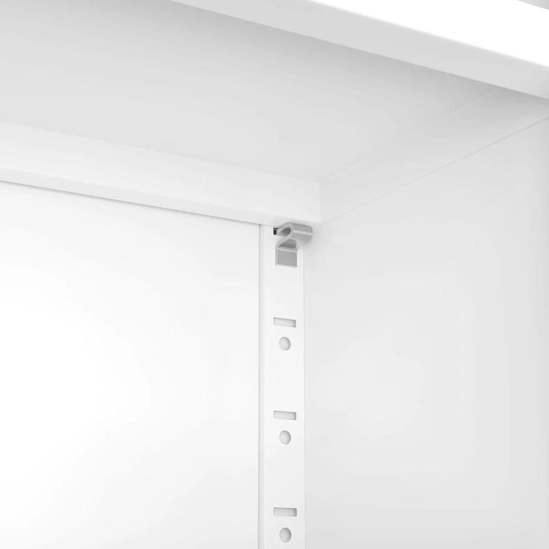 Bookcase Tall 5-Tier Adjustable Storage Shelf With Door Deep - White