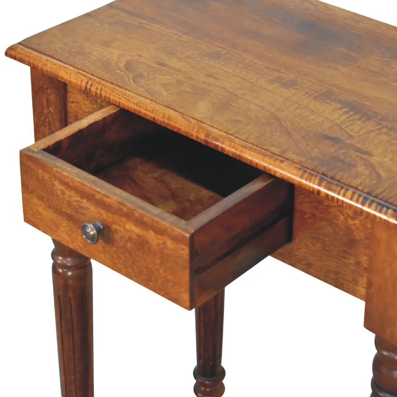 Artisan Furniture Solid Wood Chestnut Turned Leg Writing Desk, 1-Drawer by HouseOfZazla