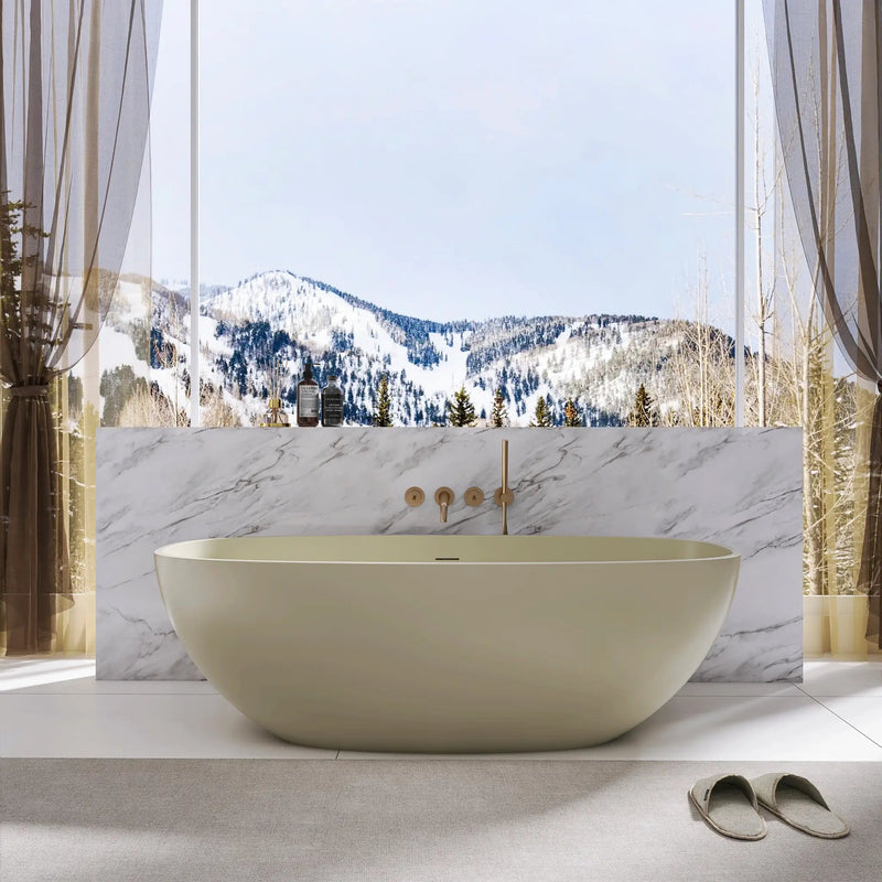 66.9 Inch Freestanding Solid Surface Soaking Bathtub by HouseOfZazla