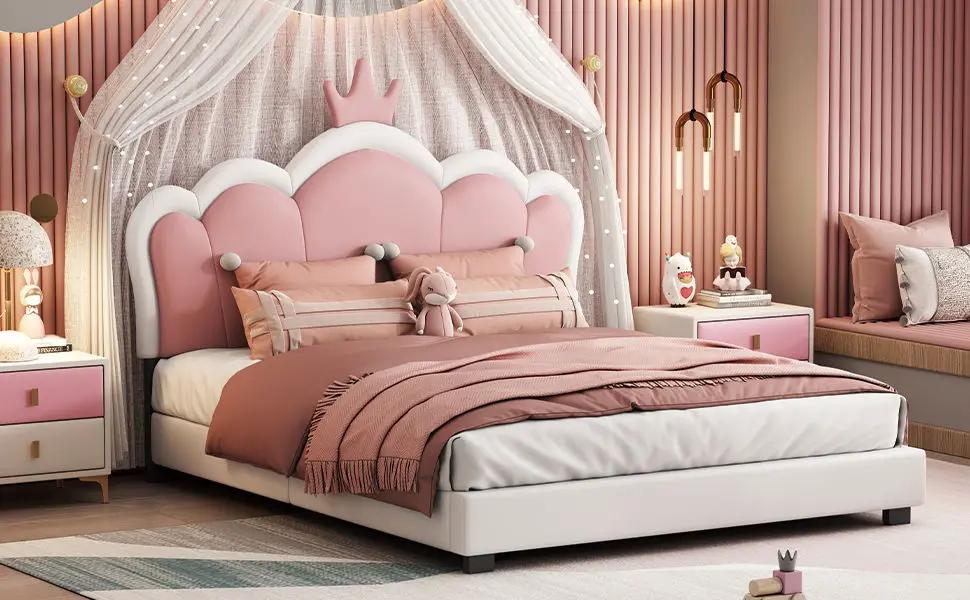 Upholstered Princess Platform Bed With Crown Headboard by HouseOfZazla