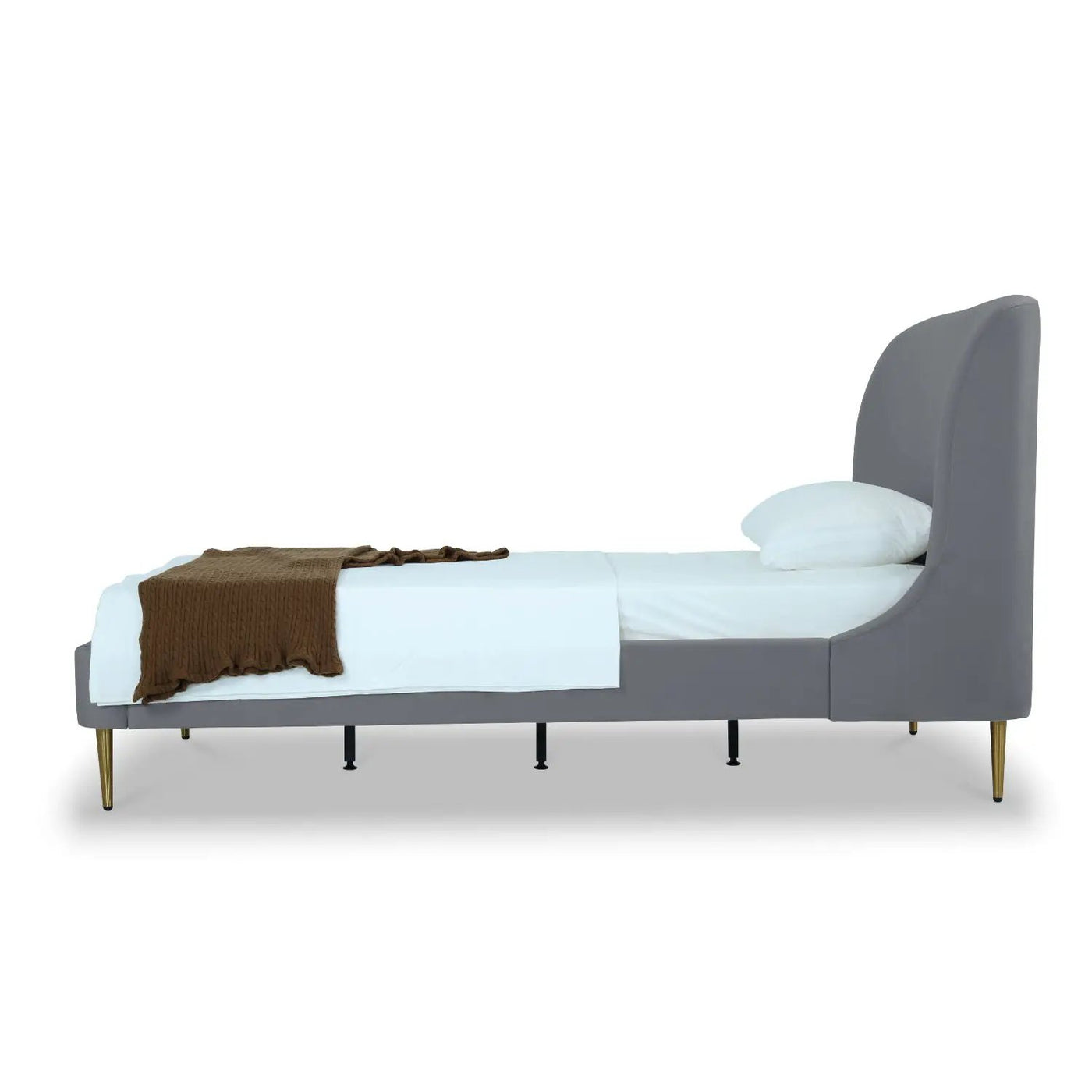 Mid-Century Modern Upholstered Bed With Curved Headboard by HouseOfZazla
