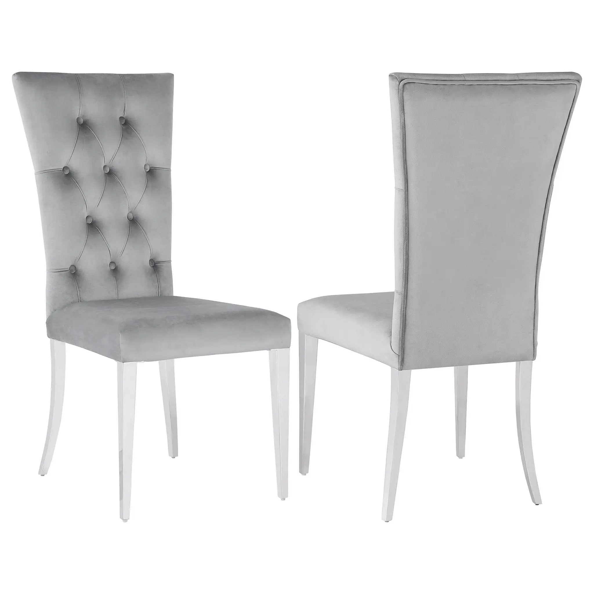 Kerwin Velvet Upholstered Dining Side Chair Grey (Set of 2) by Unique Piece Furniture