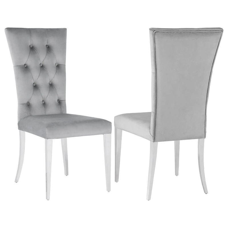 Kerwin Velvet Upholstered Dining Side Chair Grey (Set of 2) by Unique Piece Furniture