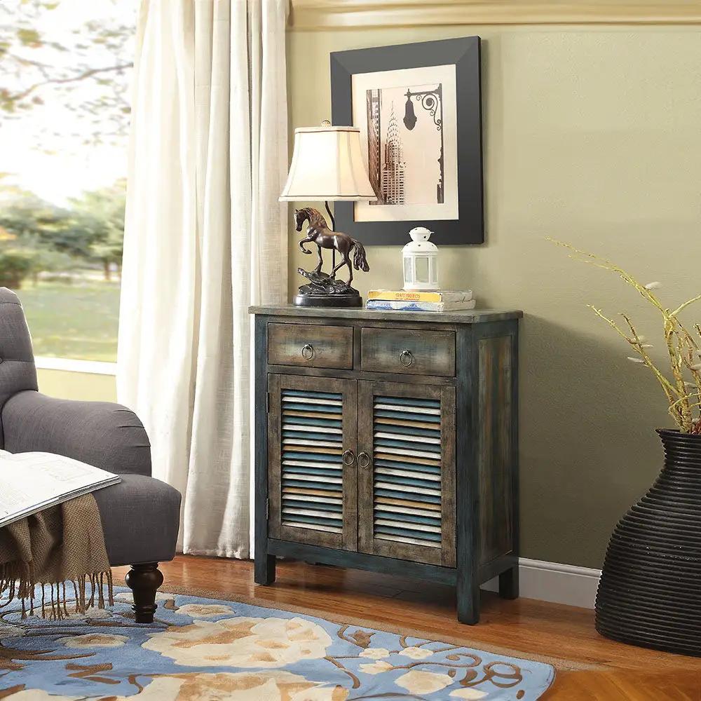 Glancio - Console Cabinet - Antique Oak & Teal by Unique Piece Furniture