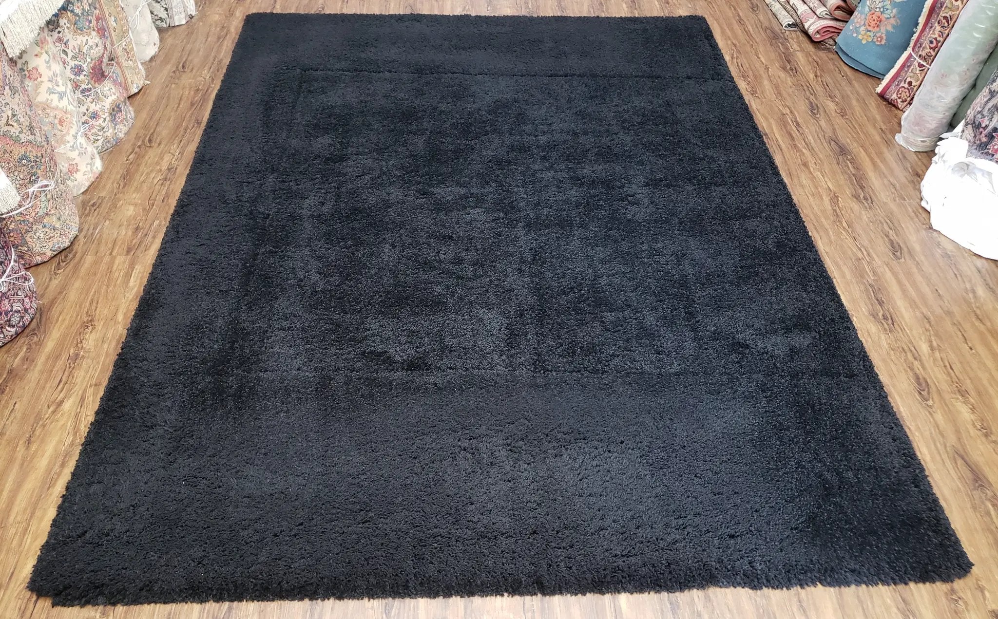 Black Shag Rug 8x10, Savafieh Milan Fluffy Black Carpet, Room Sized Shag Rug, Modern Contemporary Rug, Soft Living Room Rug, Bedroom Rug by Jewel Rugs
