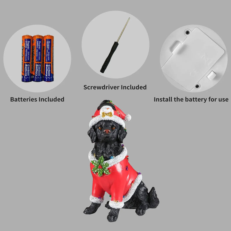 Christmas Dog Statue - Holiday Dog Figurine by HouseOfZazla