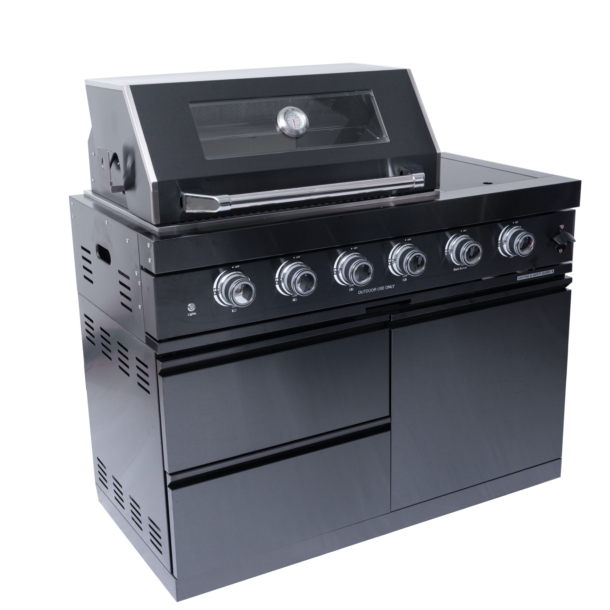Black Gas Grill Four Burners Grill-B Stainless Steel Outdoor Kitchen Islands by HouseOfZazla