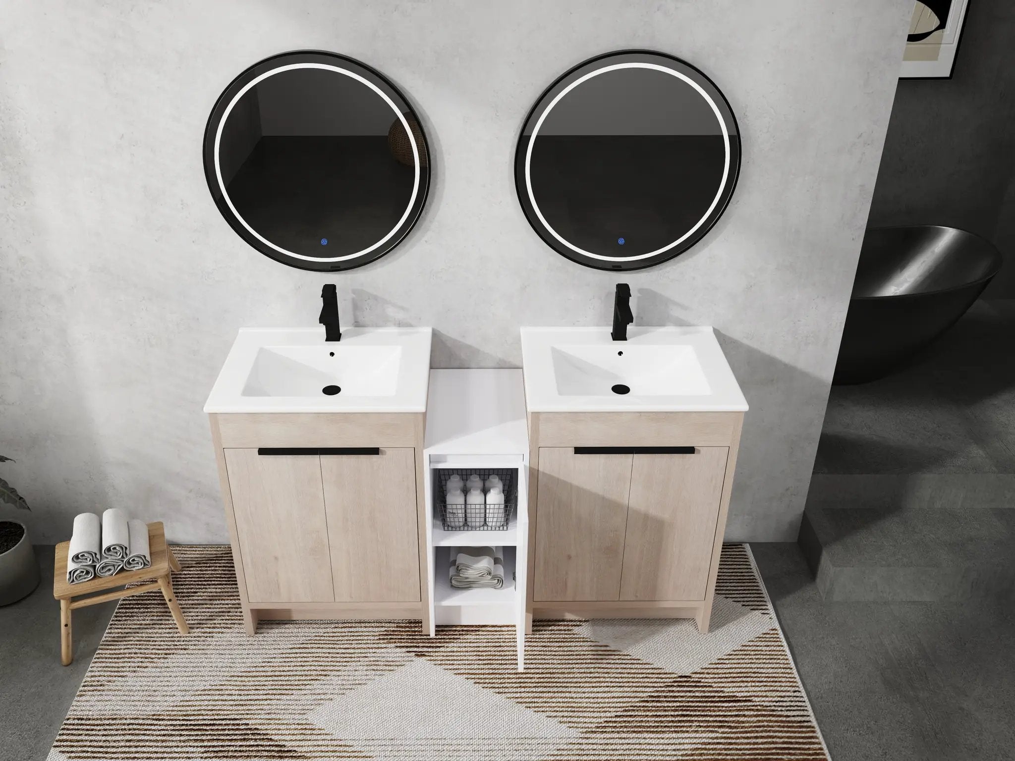 60 Inch Freestanding Bathroom Vanity with Ceramic Sink by HouseOfZazla