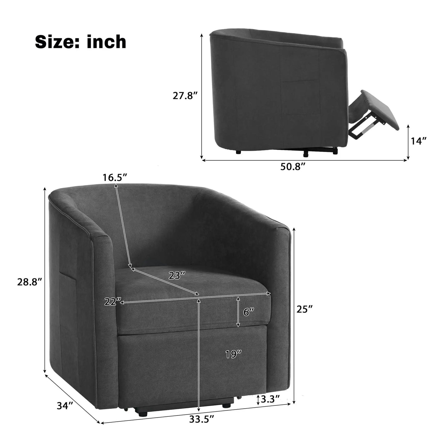 Power Lift Recliner Barrel Shape Reclining Chair With Footrest And Side Pocket by HouseOfZazla