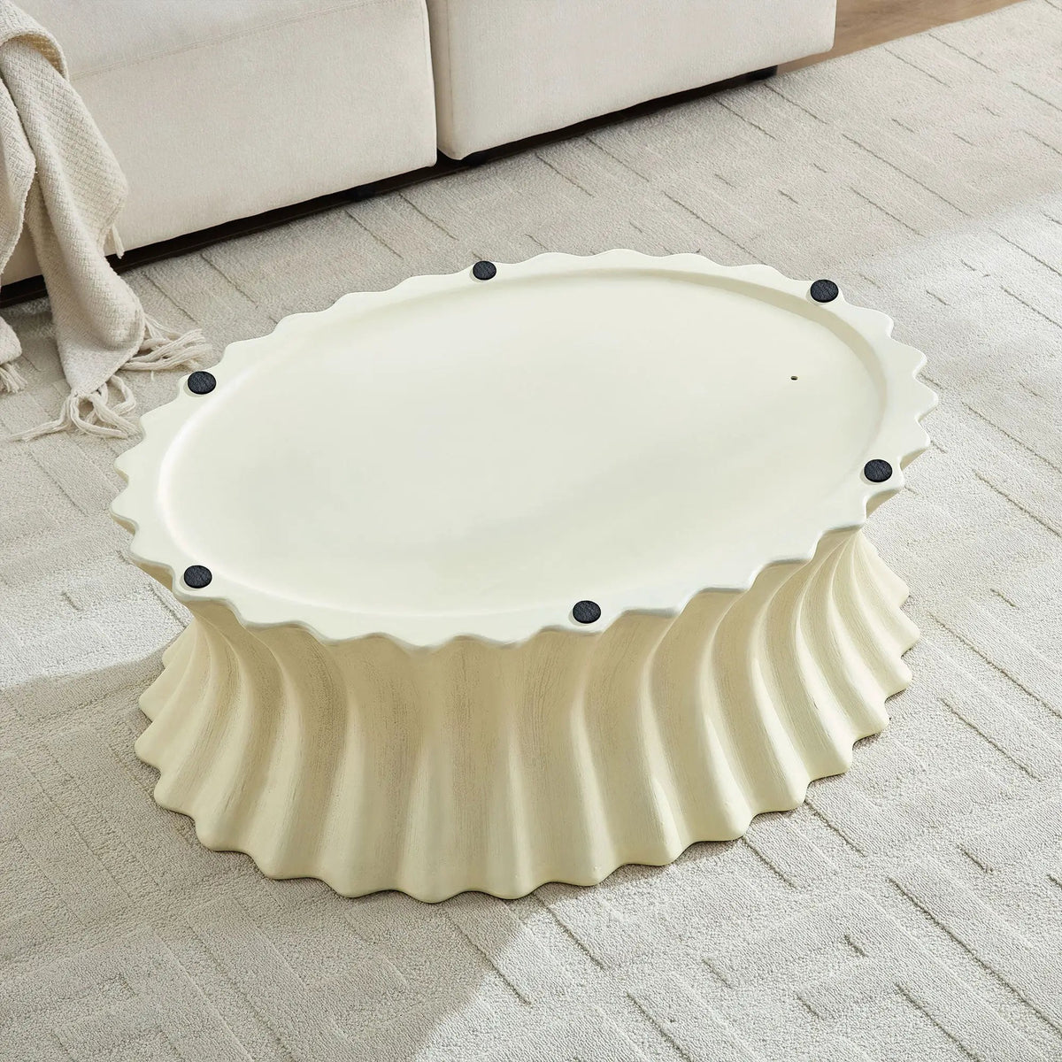 35.04 Inch Oval Coffee Table - Vintage Sturdy Fiberglass by HouseOfZazla