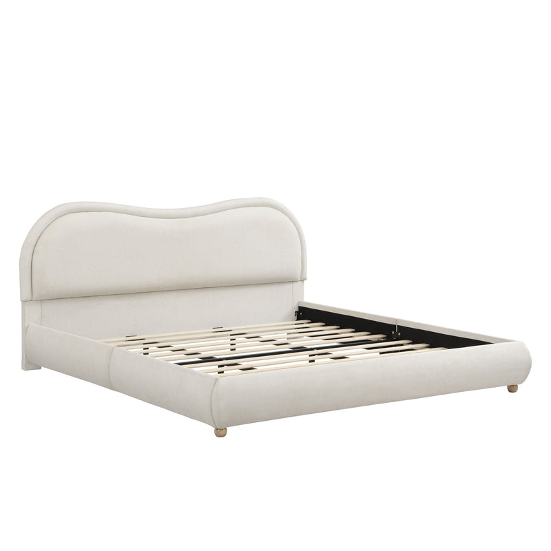 Upholstered Platform Bed Frame With Curved Headboard by HouseOfZazla