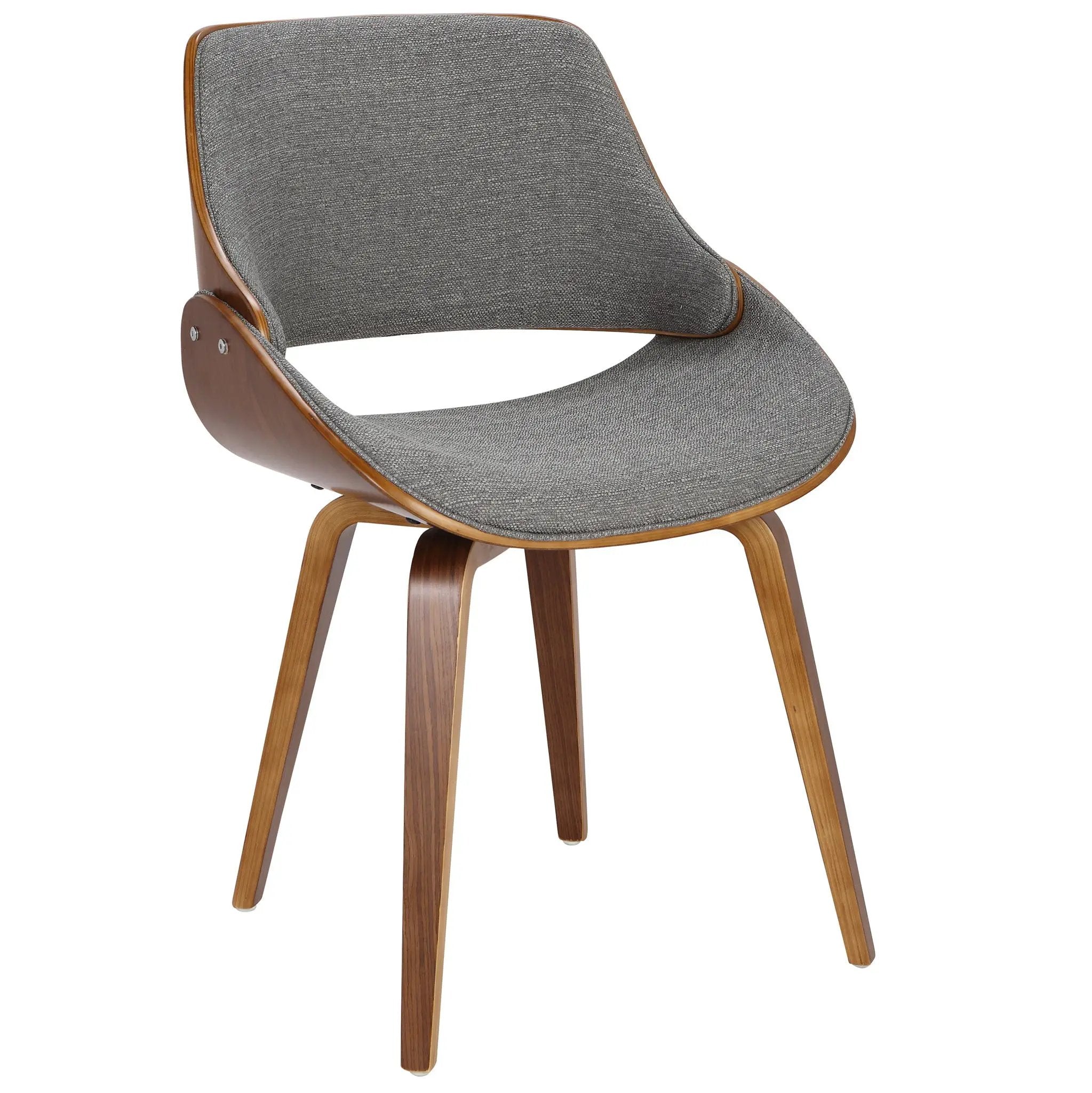 Fabrizzi - Mid-Century Modern Dining / Chair (Set of 2) - Walnut / Gray by HouseOfZazla