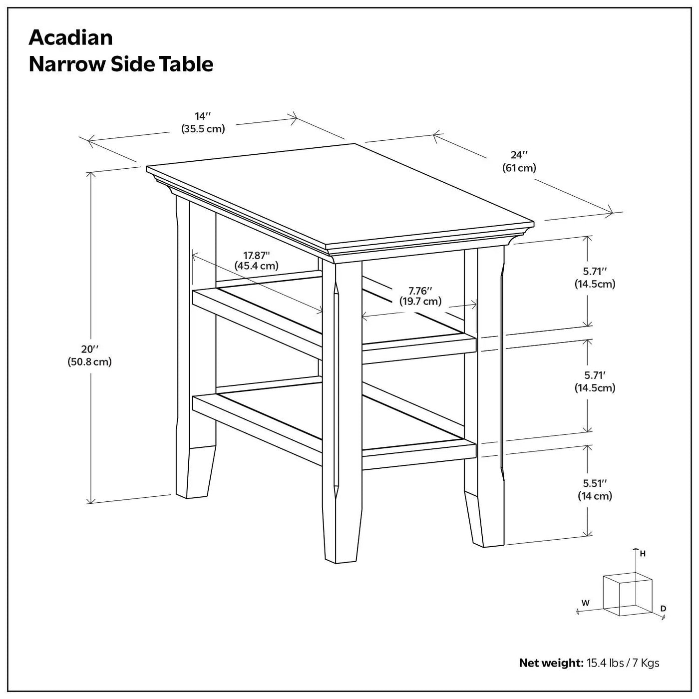 Acadian - Narrow Side Table, Handcrafted by HouseOfZazla