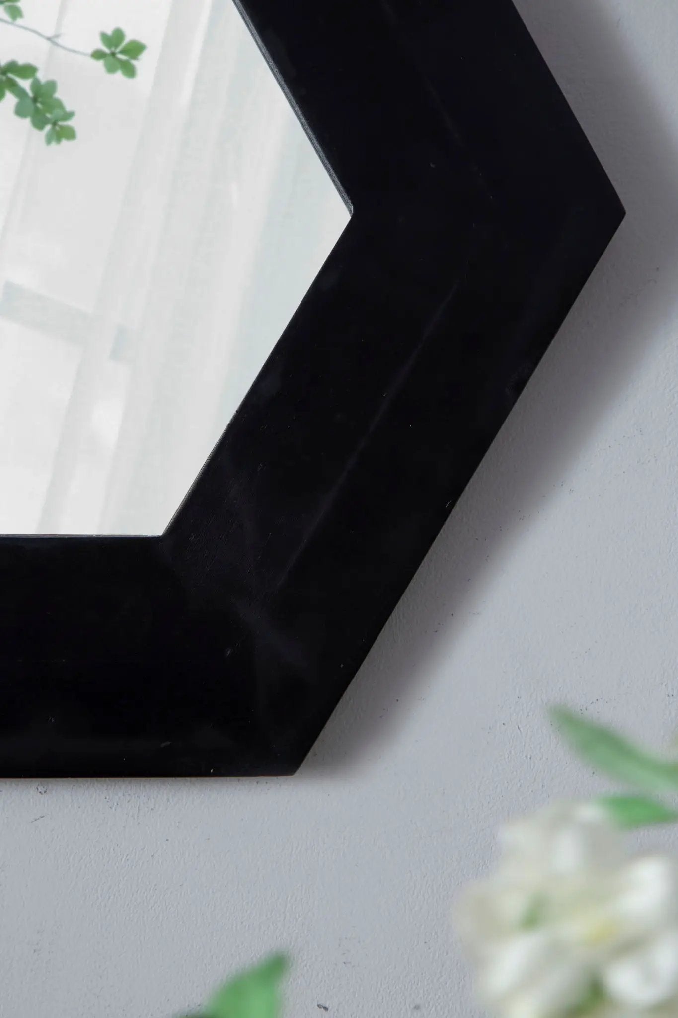 Hexagon Mirror With Natural Wood Frame, Wall Decor For Living Room Bathroom Hallway by HouseOfZazla