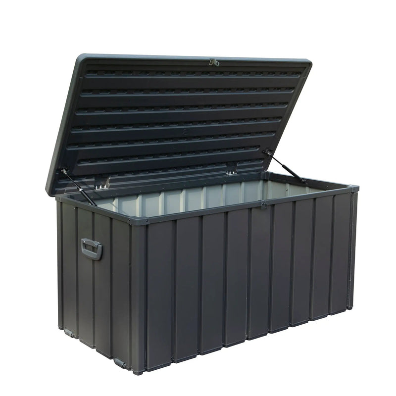 100 Gallon Outdoor Storage Deck Box - Waterproof, Dark Gray by HouseOfZazla