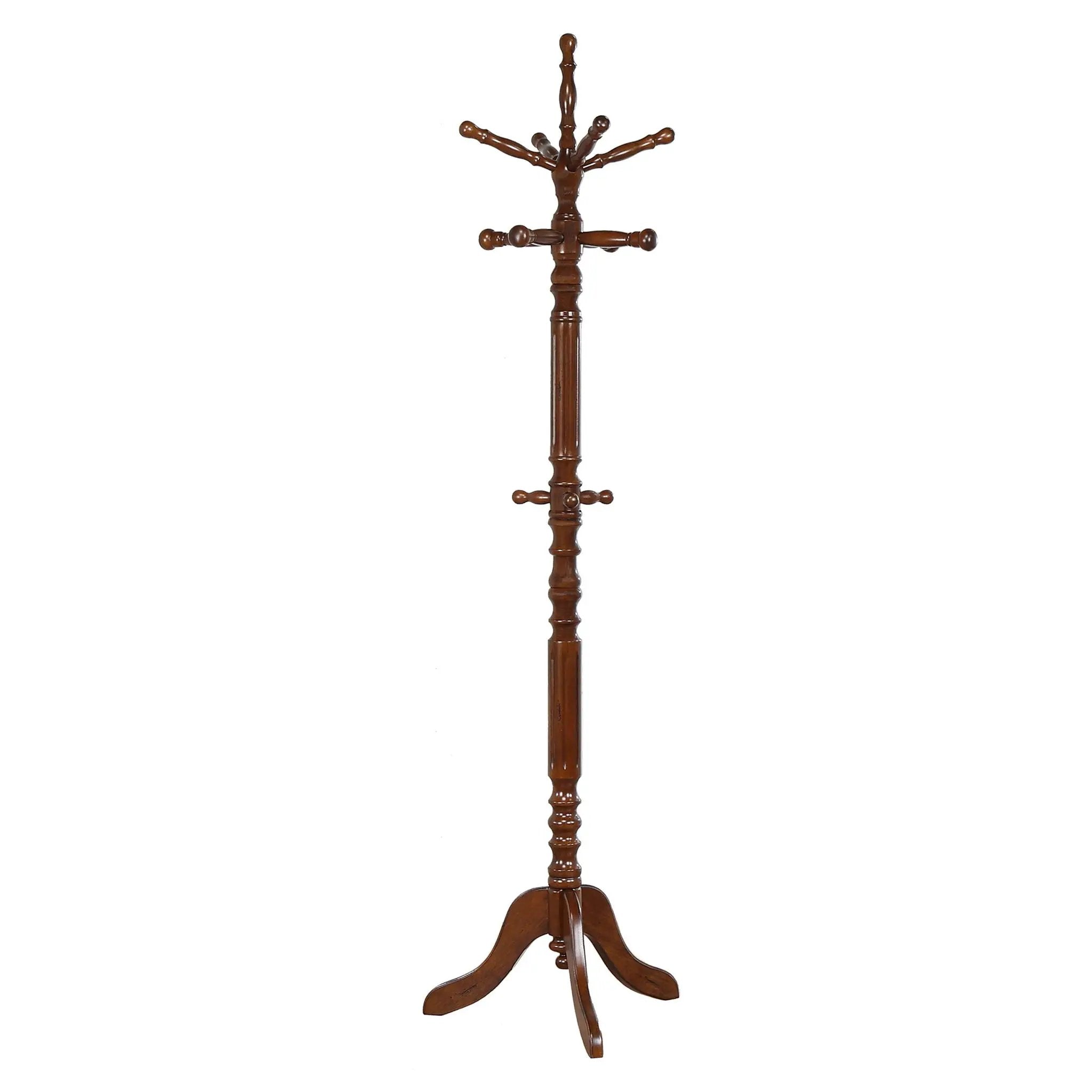 Achelle 11 Hook Freestanding Coat Rack Hat Hanger Tobacco by Unique Piece Furniture