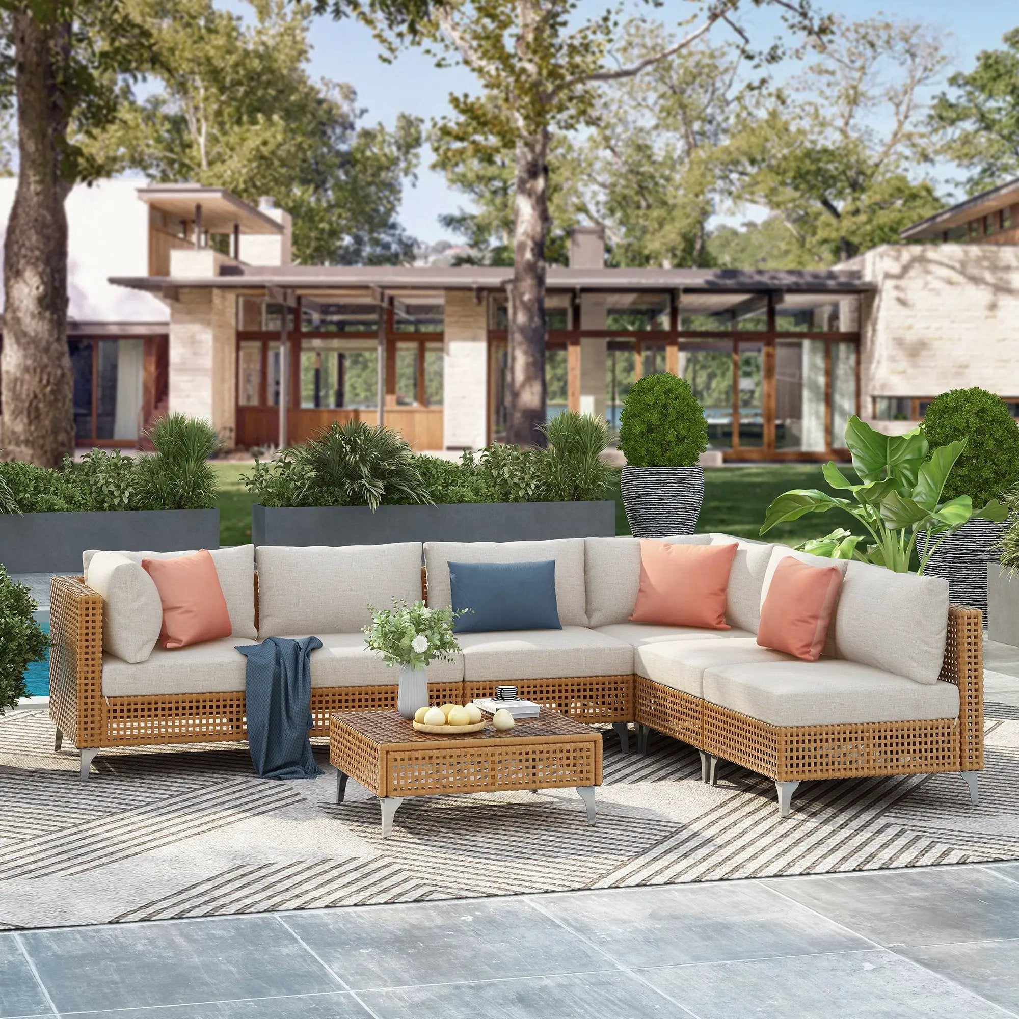 K&K 7-Piece Wicker Patio Furniture Set by HouseOfZazla