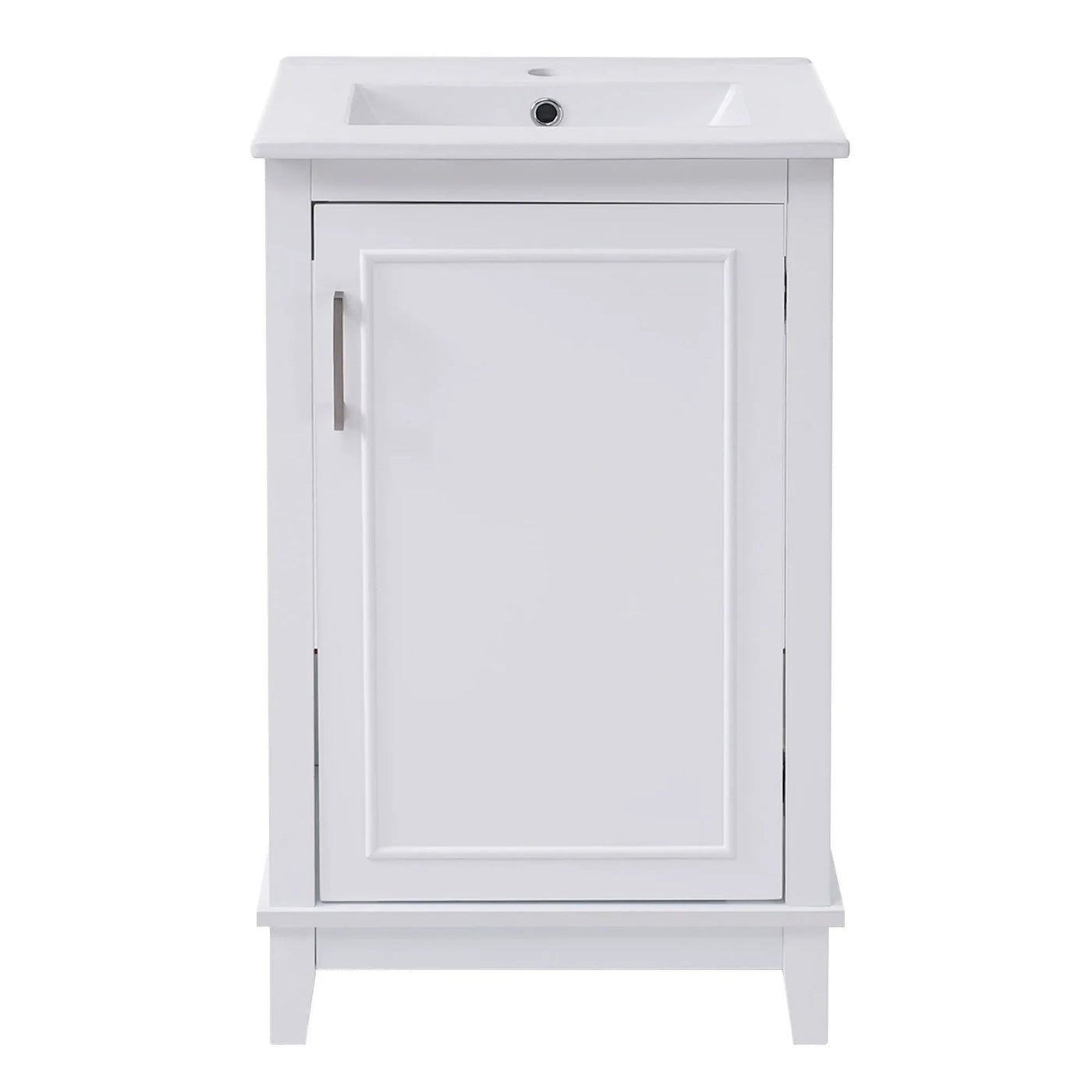 Modern Small Bathroom Vanity Cabinet With Ceramic Basin, Ample Storage, 1 Soft Close Door by Unique Piece Furniture